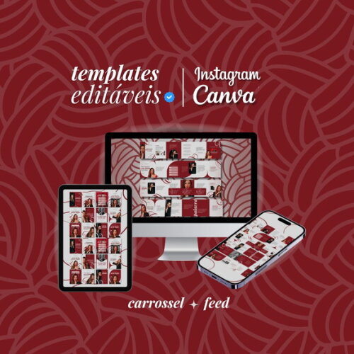 Pack 40 Templates Canva Editáveis Vermelho Posts Instagram