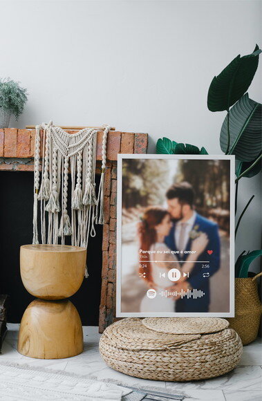 Quadro com Moldura Spotify Casal Dia dos Namorados