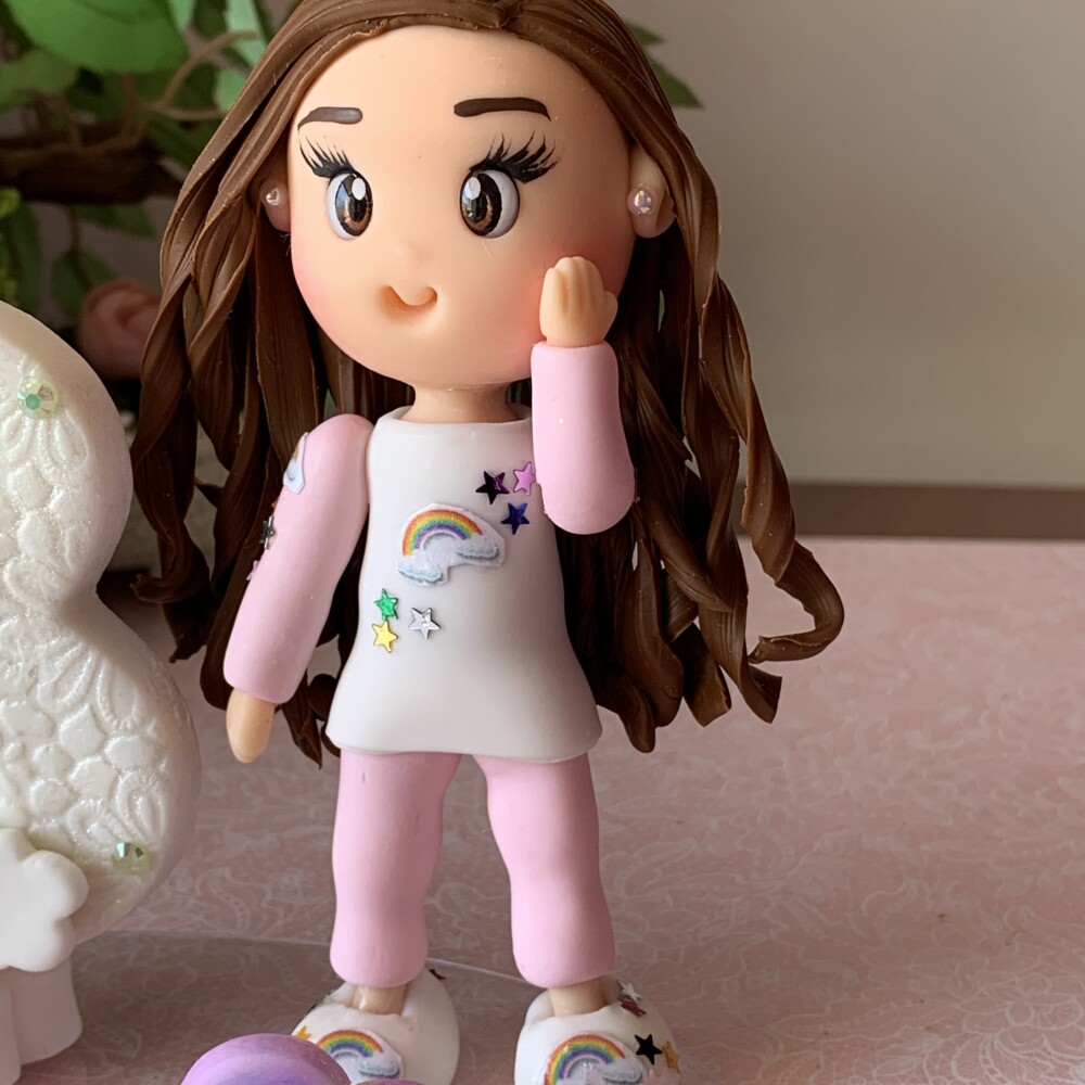 Topo de Bolo Pijama Personalizado em Biscuit | Aniversário Infan