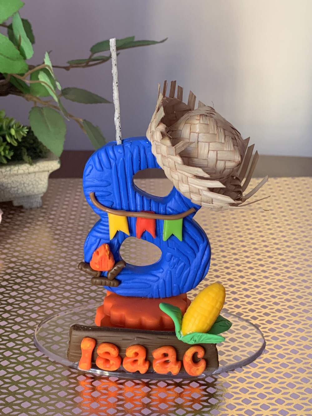 Vela Tema Festa Junina Personalizada em Biscuit
