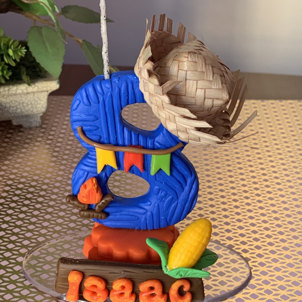 Vela Tema Festa Junina Personalizada em Biscuit