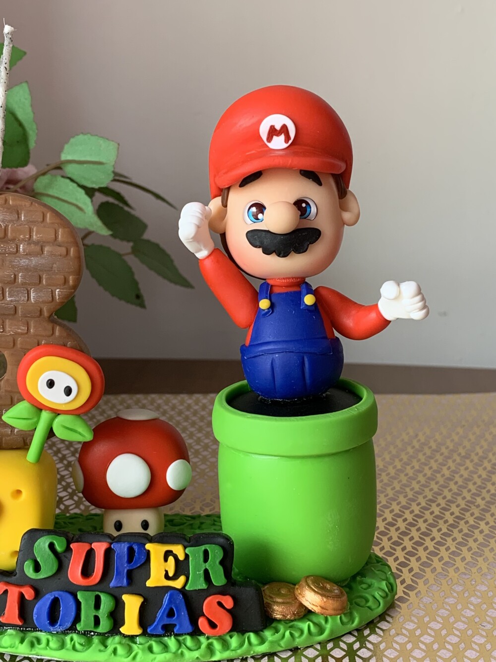 Topo de Bolo Super Mario Personalizado em Biscuit