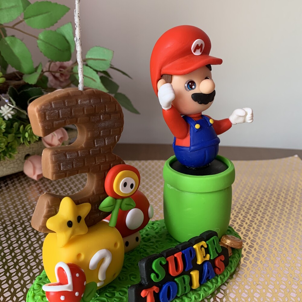 Topo de Bolo Super Mario Personalizado em Biscuit