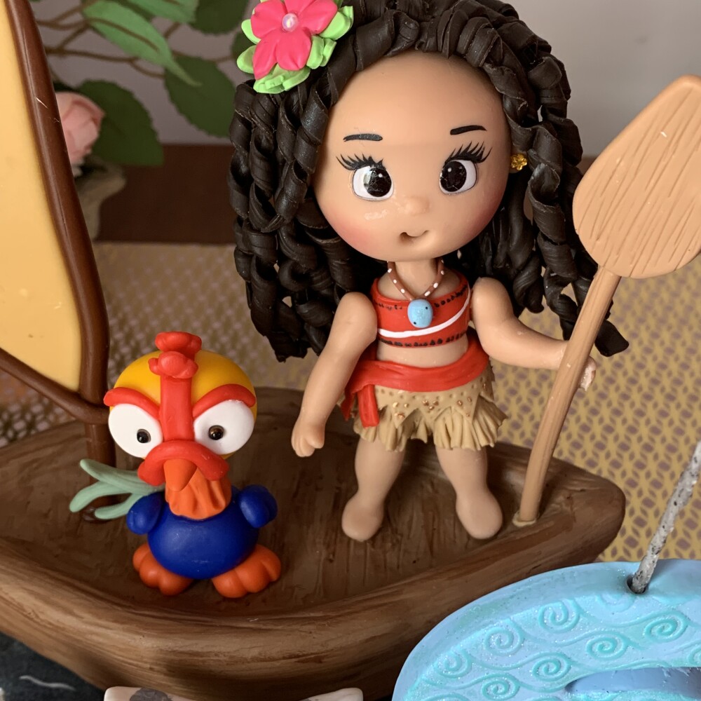 Topo de Bolo Moana Personalizado em Biscuit