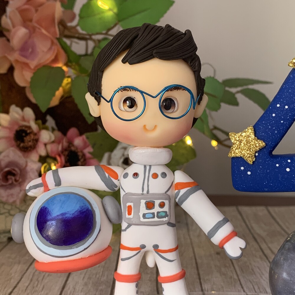 Topo de Bolo Astronauta Personalizado em Biscuit