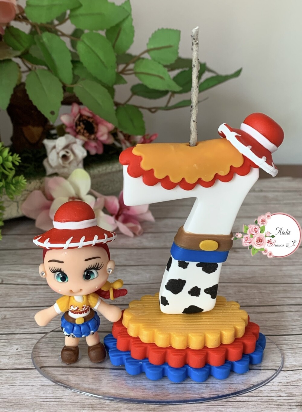 Vela Toy Story Personalizada em Biscuit Jessie Topo de Bolo