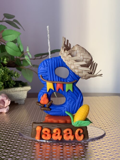 Vela Tema Festa Junina Personalizada em Biscuit