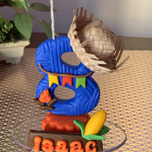Vela Tema Festa Junina Personalizada em Biscuit