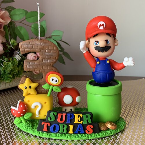 Topo de Bolo Super Mario Personalizado em Biscuit