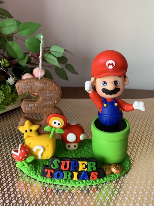 Topo de Bolo Super Mario Personalizado em Biscuit