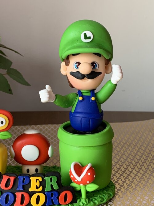 Topo de Bolo Super Luigi Personalizado em Biscuit