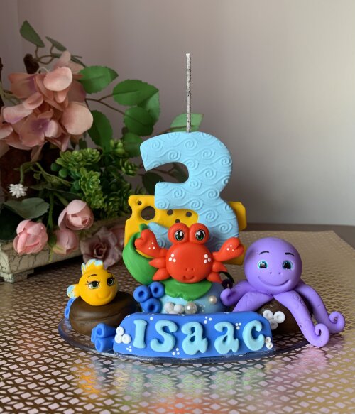 Topo de Bolo Fundo do Mar Personalizado em Biscuit