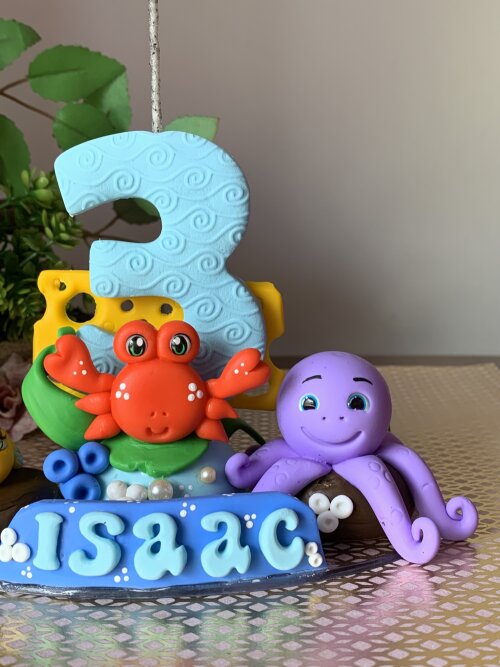 Topo de Bolo Fundo do Mar Personalizado em Biscuit