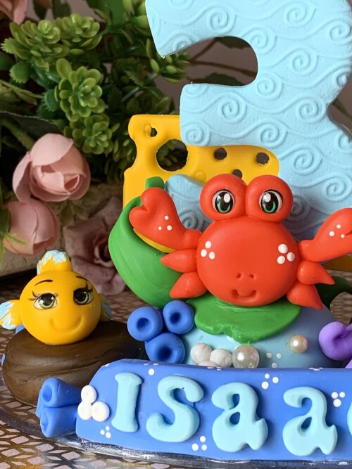 Topo de Bolo Fundo do Mar Personalizado em Biscuit