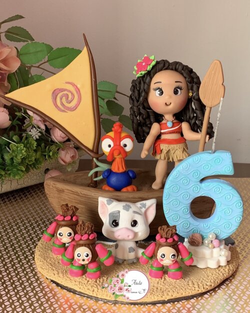 Topo de Bolo Moana Personalizado em Biscuit