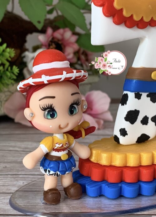 Vela Toy Story Personalizada em Biscuit Jessie Topo de Bolo
