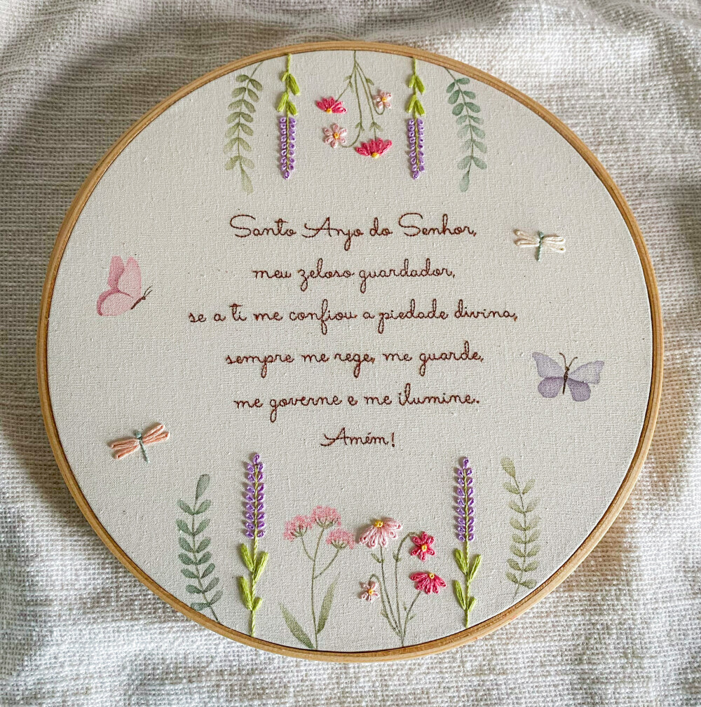 Quadro Infantil Oração Santo Anjo Jardim Menina