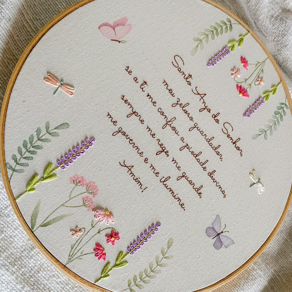 Quadro Infantil Oração Santo Anjo Jardim Menina