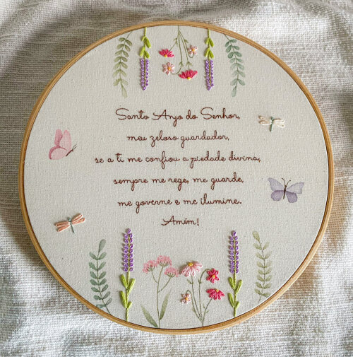 Quadro Infantil Oração Santo Anjo Jardim Menina