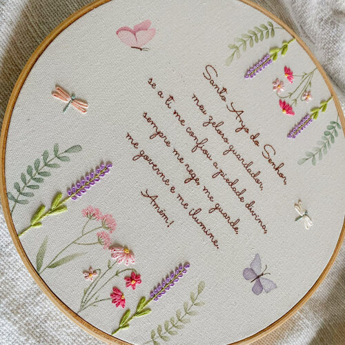 Quadro Infantil Oração Santo Anjo Jardim Menina