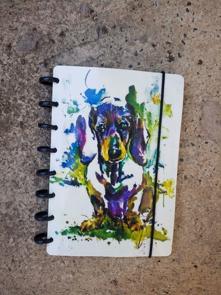 Caderno de disco A5 Daschund Cachorro Salsichinha