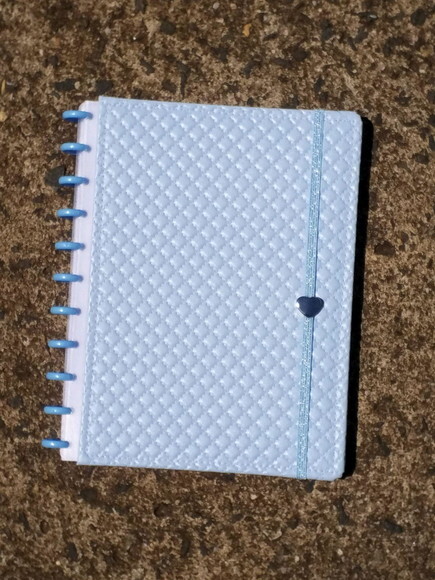 Caderno de disco azul, rosa ou amarelo bebê, dourado ou pr G