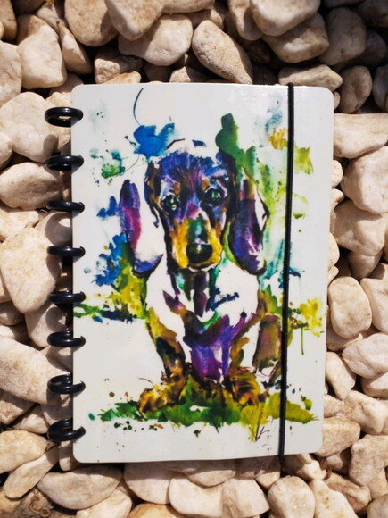 Caderno de disco A5 Daschund Cachorro Salsichinha
