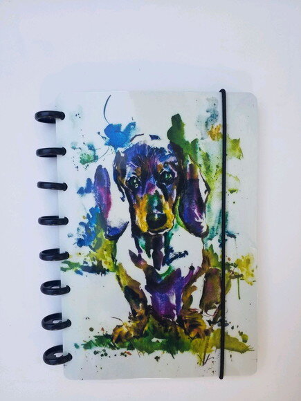 Caderno de disco A5 Daschund Cachorro Salsichinha