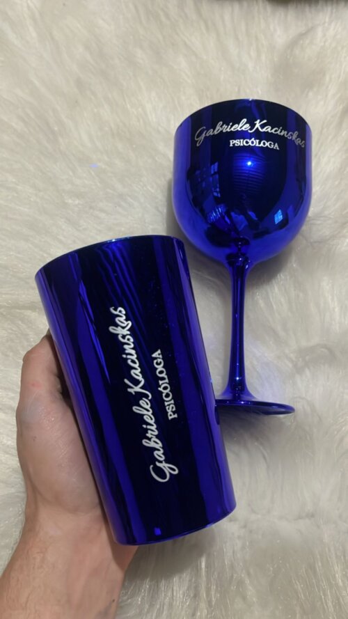 KIT TAÇA GIN E COPO TWISTER METALIZADO AZUL