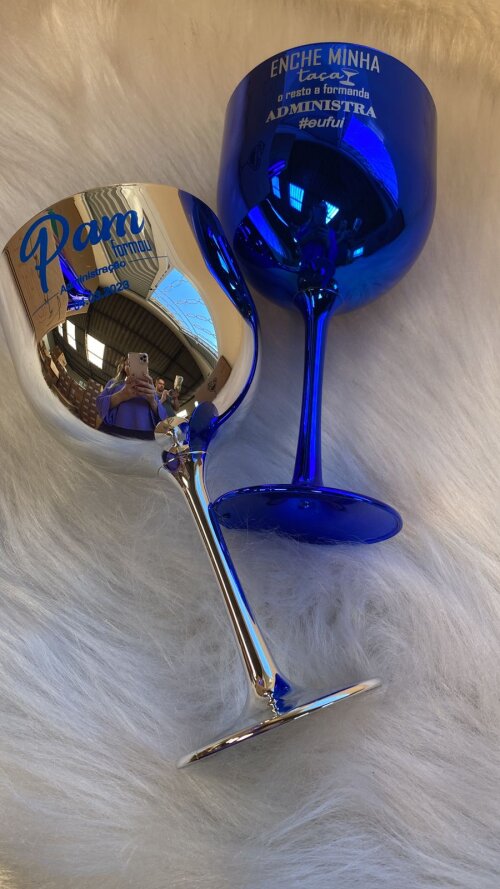 KIT TAÇA GIN E COPO TWISTER METALIZADO AZUL