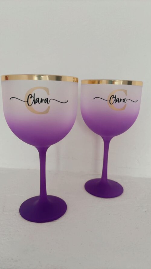 TAÇA GIN DEGRADE COM OU SEM BORDA METALIZADA 10 UN