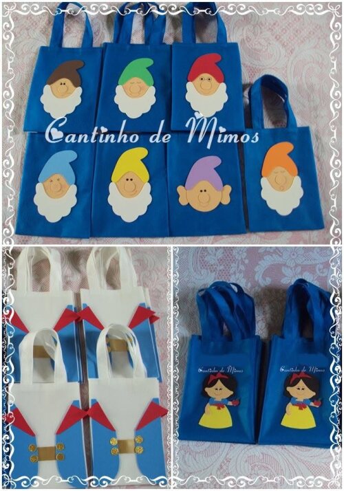 SACOLA PERSONALIZADA BRANCA DE NEVE,7 ANÕES E PRINCIPE