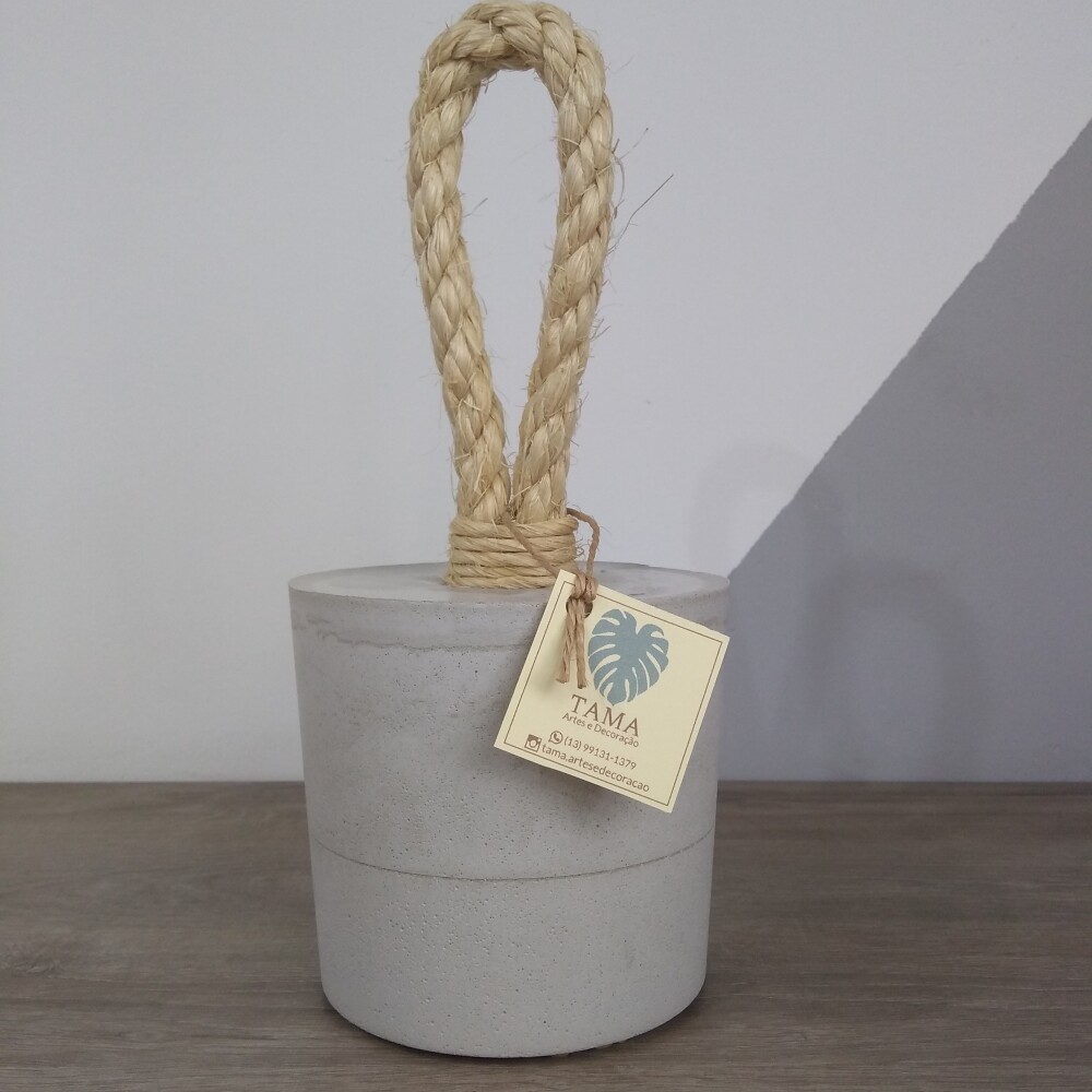Peso Porta Artesanal Cimento Corda Sisal