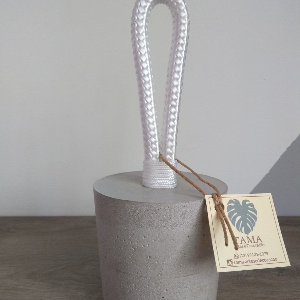 Peso Porta Artesanal Cimento Corda Branca