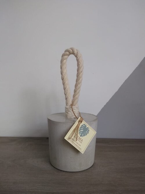 Peso Porta Artesanal Cimento Corda Algodão