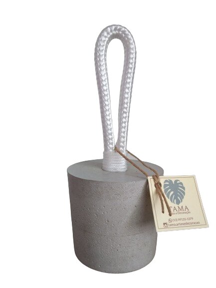 Peso Porta Artesanal Cimento Corda Branca