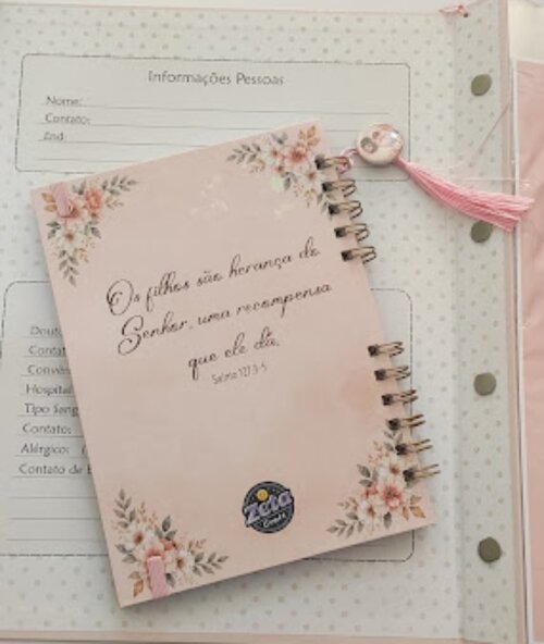 Caderneta de Gestante e Pasta Catalogo Floral Mãe e Bebê