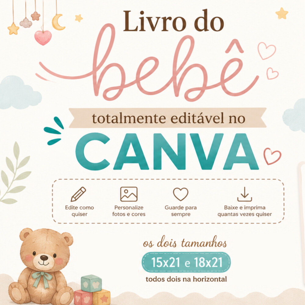 LIVRO DO BEBÊ EDITÁVEL NO CANVA