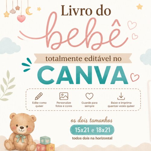 LIVRO DO BEBÊ EDITÁVEL NO CANVA