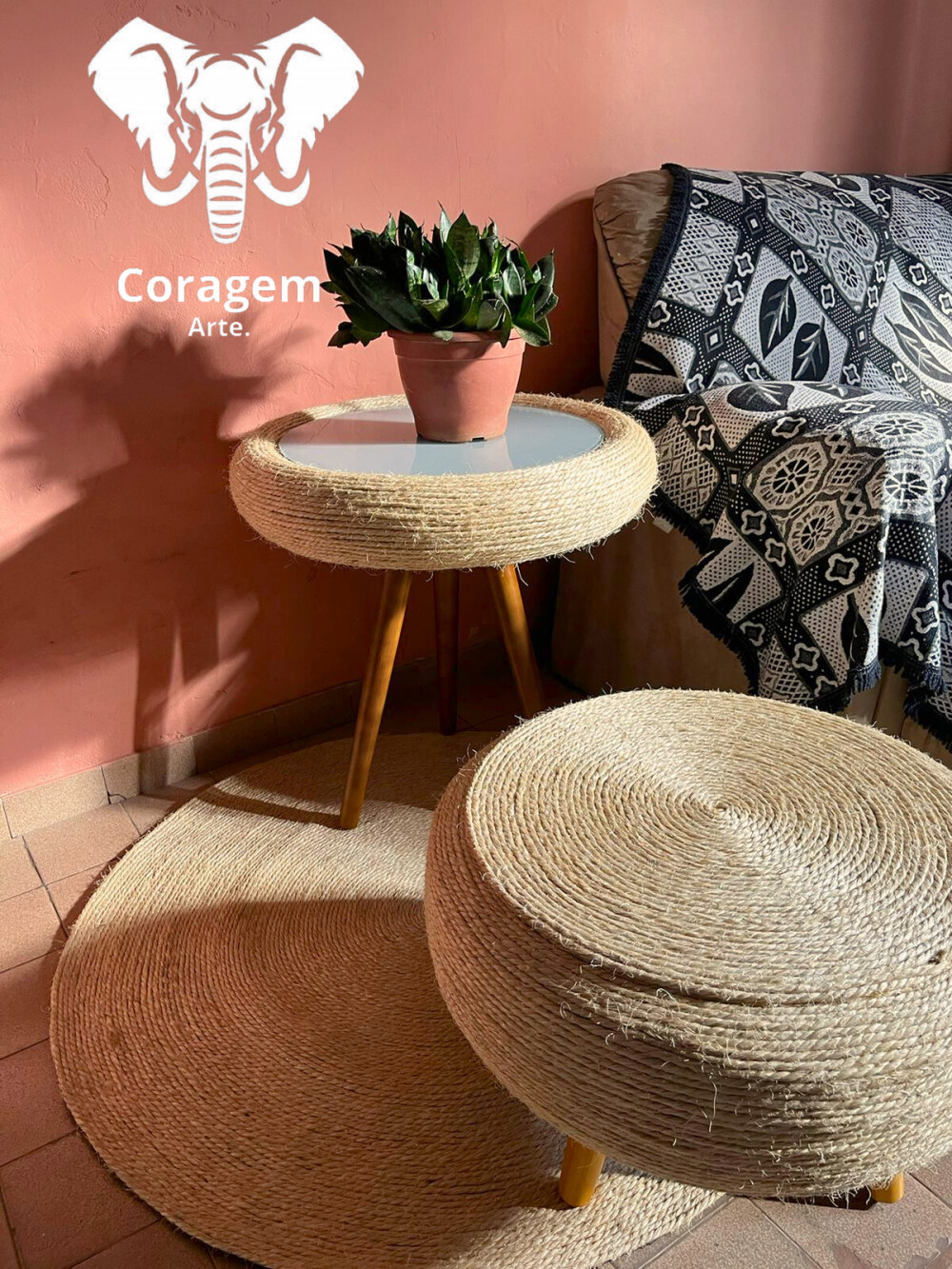Mesa lateral sisal natural