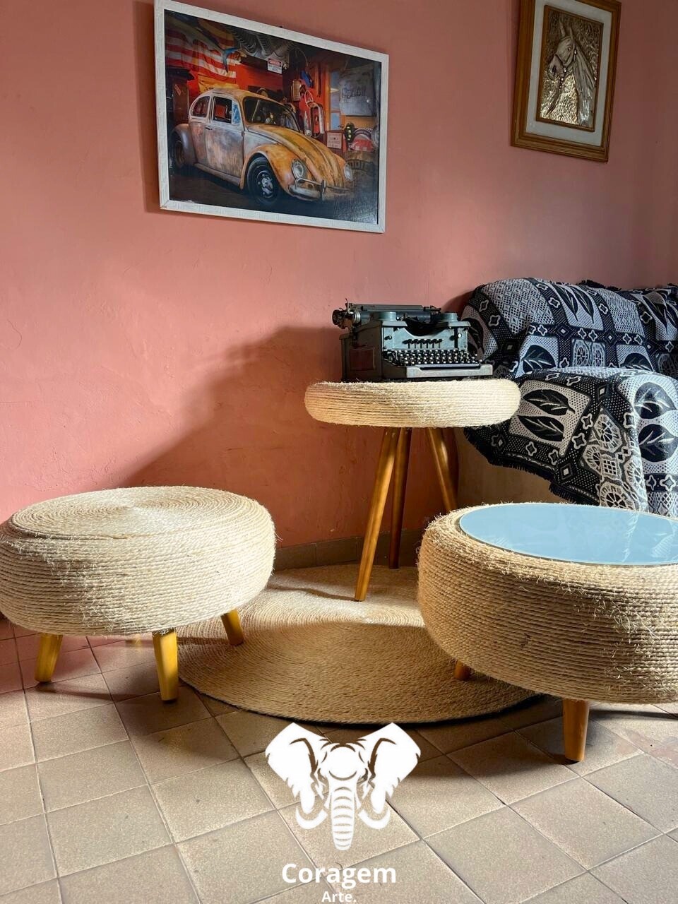 Tapete redondo sisal natural 1mt