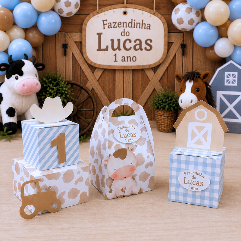 Kit Personalizados Caixinhas FAZENDINHA Aniversário Decoração 