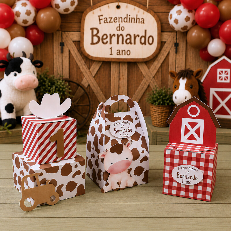 Kit Personalizados Caixinhas FAZENDINHA Aniversário Decoração 