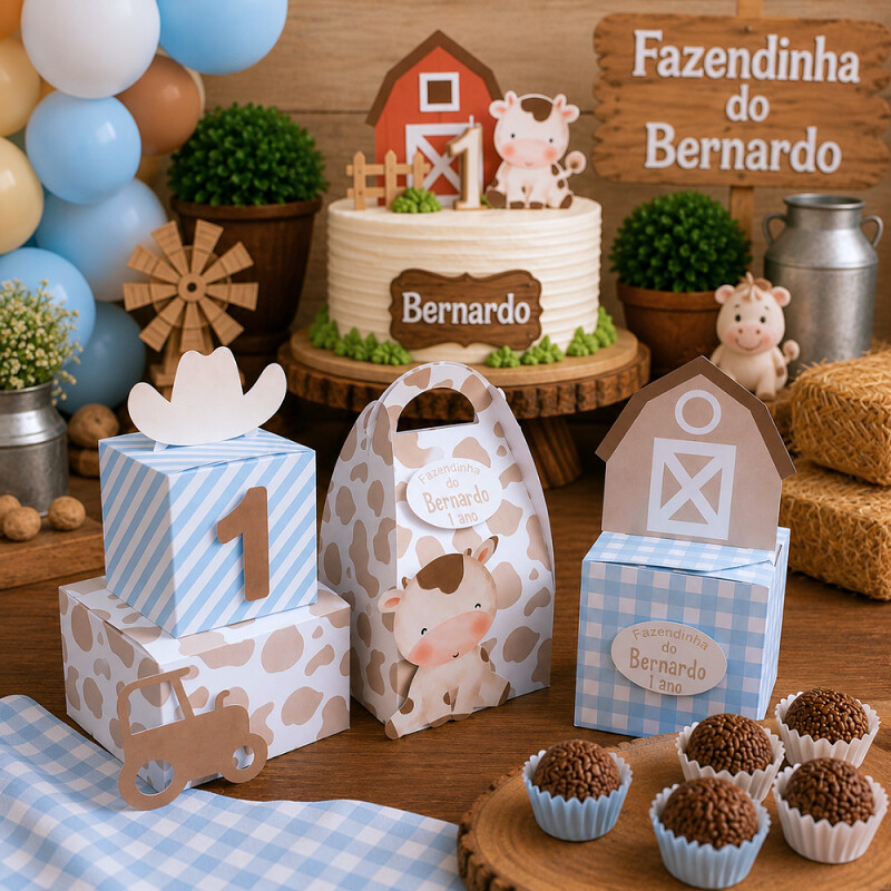 Kit Personalizados Caixinhas FAZENDINHA Aniversário Decoração 