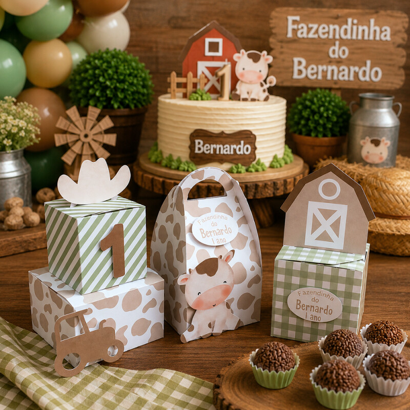 Kit Personalizados Caixinhas FAZENDINHA Aniversário Decoração 