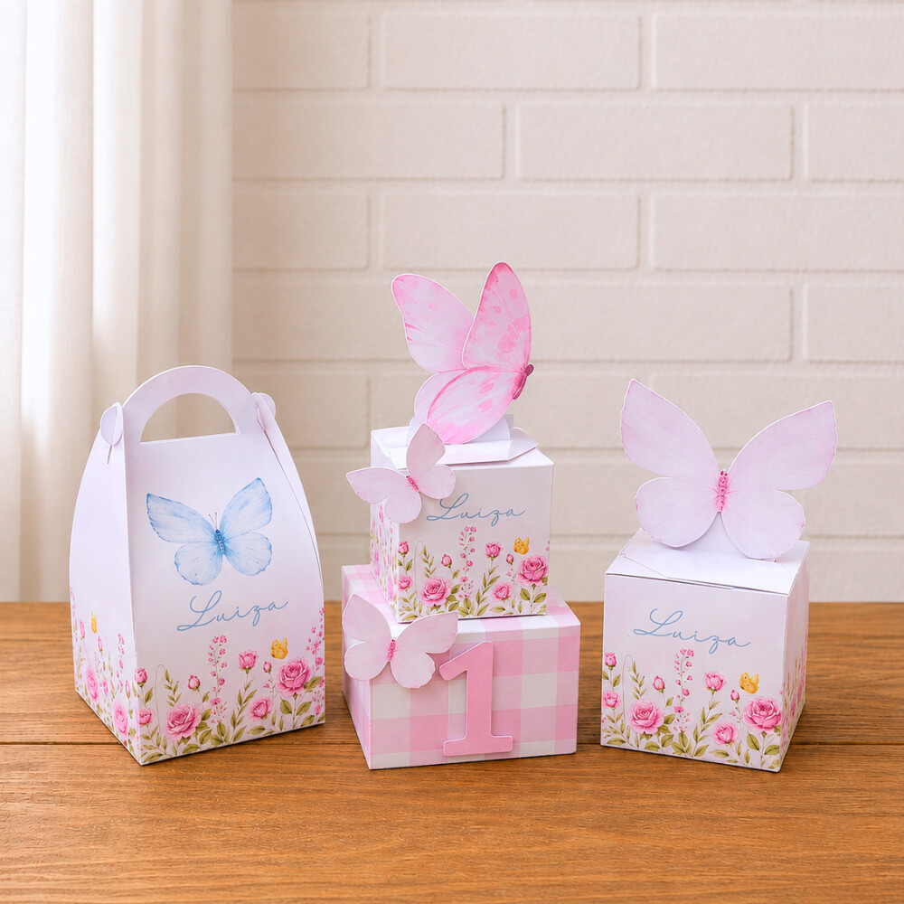 Kit Personalizados Caixinhas JARDIM DAS BORBOLETAS Aniversário D