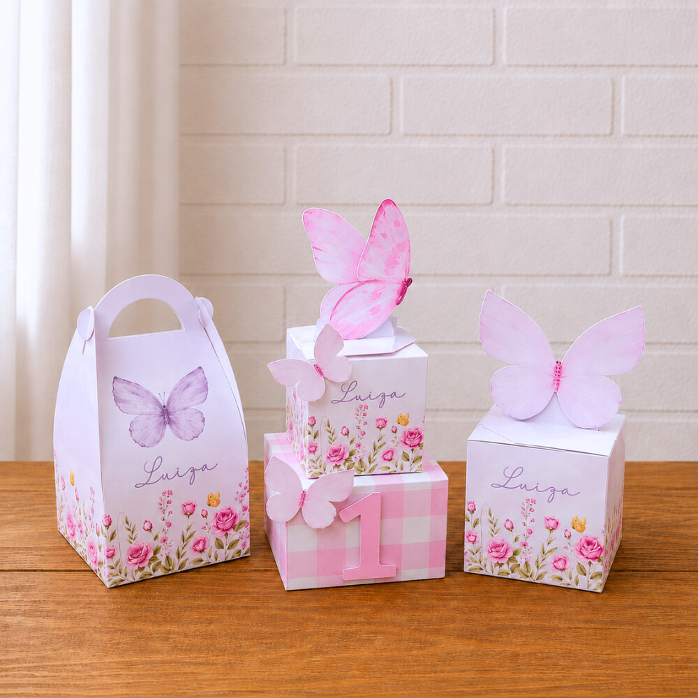 Kit Personalizados Caixinhas JARDIM DAS BORBOLETAS Aniversário D