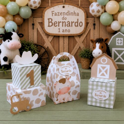 Kit Personalizados Caixinhas FAZENDINHA Aniversário Decoração 
