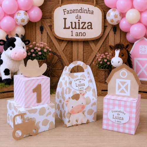 Kit Personalizados Caixinhas FAZENDINHA Aniversário Decoração 