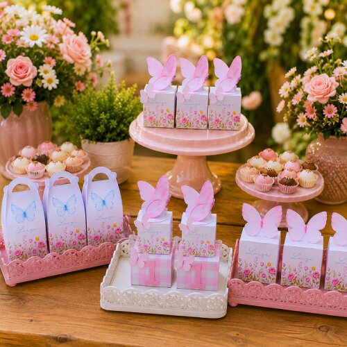 Kit Personalizados Caixinhas JARDIM DAS BORBOLETAS Aniversário D